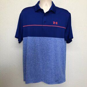 Under Armour The Playoff Polo Mens L Royal Blue Shirt Short Sleeve Stretch